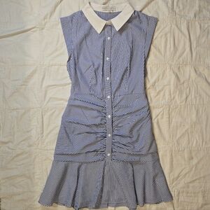 English Factory Blue and White Striped Sleeveless Dress Size Small